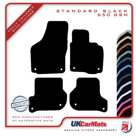 Skoda Octavia (Round Stud Fix All 4) 2004-2013 Black Tailored Carpet Car Mats HITECH