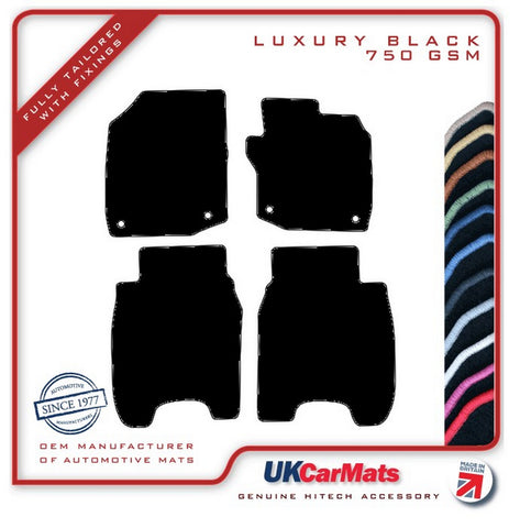 Honda Civic 5dr Petrol 2012-2015 Black Luxury Velour Tailored Car Mats HITECH