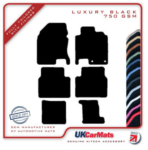 Nissan Qashqai+2 2008-2013 Black Luxury Velour Tailored Car Mats HITECH