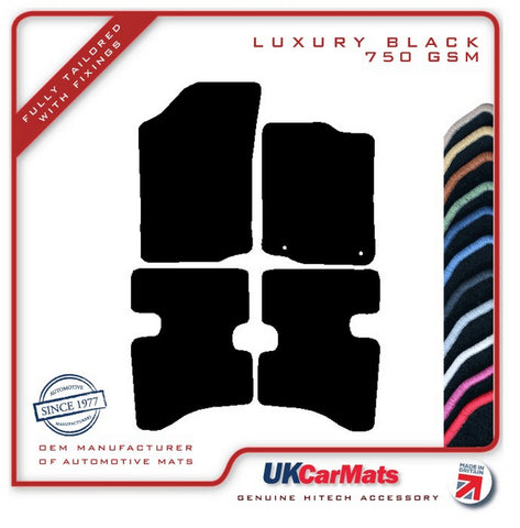 Peugeot 107 (Two Fixings Driver) 2010-2014 Black Luxury Velour Tailored Car Mats HITECH