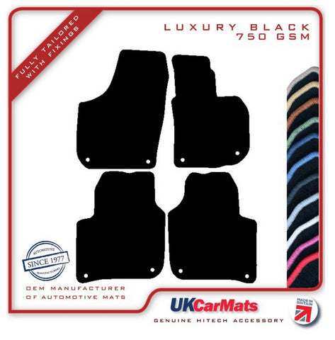 Skoda Superb 2008-2015 Black Luxury Velour Tailored Car Mats HITECH