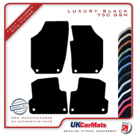 Skoda Fabia (Round Stud Fixings) 2007-2014 Black Luxury Velour Tailored Car Mats HITECH