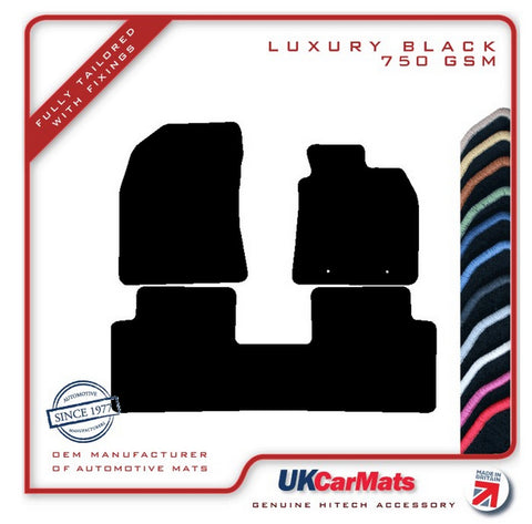 Toyota Avensis (Eyelets) 2009-2011 Black Luxury Velour Tailored Car Mats HITECH