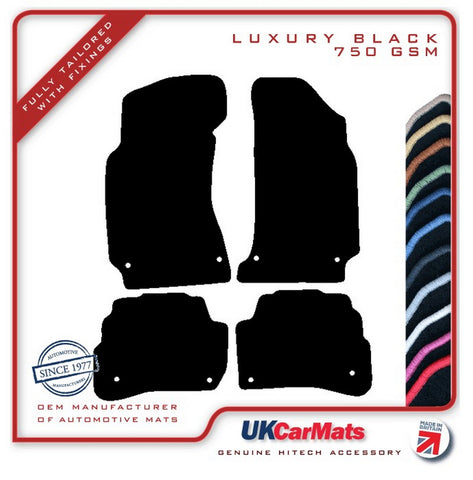 VW Passat Stud Fixing 2000-2005 Black Luxury Velour Tailored Car Mats HITECH