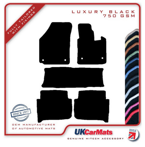 VW Touran (MPV) Oval Twist Fixings 2003-2007 Black Luxury Velour Tailored Car Mats HITECH