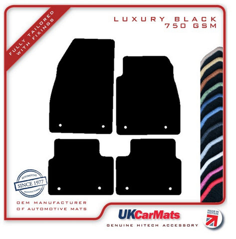 Vauxhall Insignia (Front + Rear Fixings) 2013-2017 Black Luxury Velour Tailored Car Mats HITECH