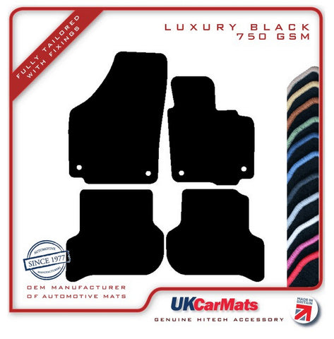 Volkswagen VW  Golf Plus (Round Stud Fixings) 2007 onwards Black Luxury Velour Tailored Car Mats HITECH