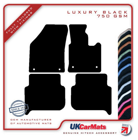 VW Touran (Round Fixings) 2007-2015 Black Luxury Velour Tailored Car Mats HITECH