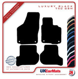 Volkswagen VW  Golf Mk5 (Round Stud Fixings) 2007-2008 Black Luxury Velour Tailored Car Mats HITECH