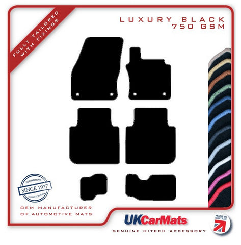 VW Tiguan LWB / Allspace 2016 onwards Black Luxury Velour Tailored Car Mats HITECH