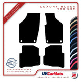 VW Polo 4 Oval Fixings 2002-2009 Black Luxury Velour Tailored Car Mats HITECH