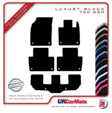 Volvo XC90 7-Seater (MPV) 2015 onwards Black Luxury Velour Tailored Car Mats HITECH