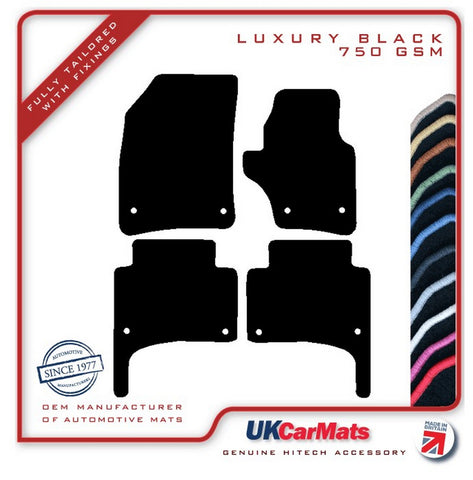 VW Touareg (1st Gen) Round Stud Fixings 2007-2010 Black Luxury Velour Tailored Car Mats HITECH