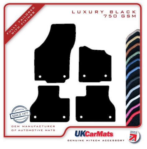 VW Phaeton (Round Stud Fixings) 2002-2016 Black Luxury Velour Tailored Car Mats HITECH