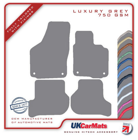 Volkswagen VW  Golf Mk5 (Round Stud Fixings) 2007-2008 Grey Luxury Velour Tailored Car Mats HITECH