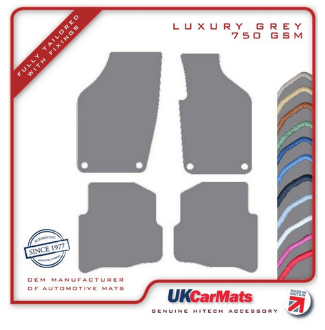 VW Polo 4 Oval Fixings 2002-2009 Grey Luxury Velour Tailored Car Mats HITECH