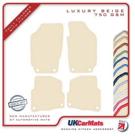 Skoda Fabia (Oval Twist Fixings) 1999-2007 Beige Luxury Velour Tailored Car Mats HITECH