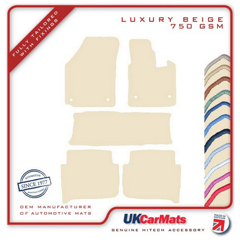 VW Touran (MPV) Oval Twist Fixings 2003-2007 Beige Luxury Velour Tailored Car Mats HITECH