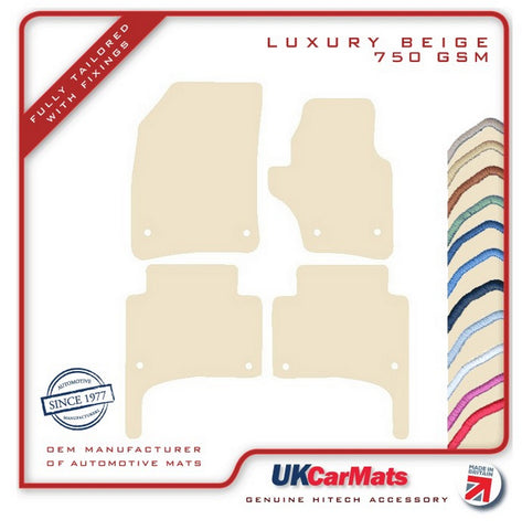 VW Touareg 1st gen (Oval Fixings) 2003-2007 Beige Luxury Velour Tailored Car Mats HITECH