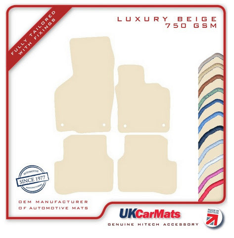 VW Passat (Round Stud Fixings) 2007-2015 Beige Luxury Velour Tailored Car Mats HITECH