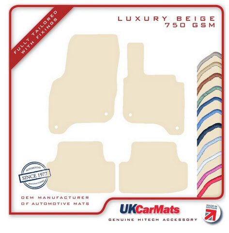 VW E-Golf 2015 onwards Beige Luxury Velour Tailored Car Mats HITECH