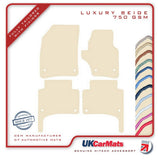 VW Touareg (1st Gen) Round Stud Fixings 2007-2010 Beige Luxury Velour Tailored Car Mats HITECH