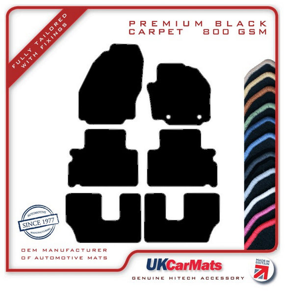 Ford Galaxy Mk3 MPV OVAL FIXINGS 2006-2014 Black Premium Carpet Tailored Car Mats HITECH