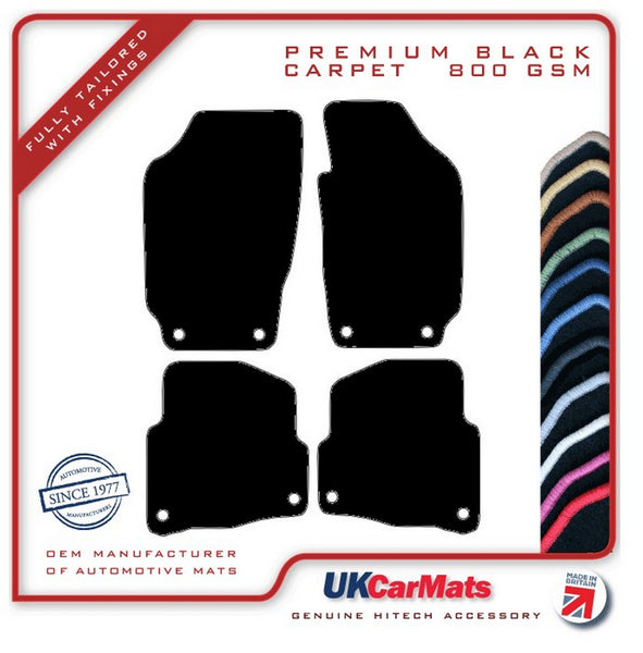 Skoda Fabia (Oval Twist Fixings) 1999-2007 Black Premium Carpet Tailored Car Mats HITECH