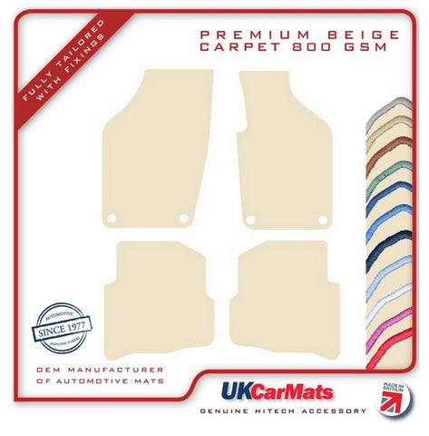 VW Polo 4 Oval Fixings 2002-2009 Beige Premium Carpet Tailored Car Mats HITECH